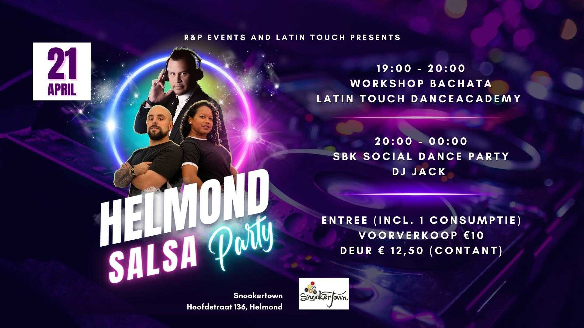 Social dansen, salsa, bachata, kizomba, merengue, social, dansen, helmond, snookertown, latin touch, latin touch dance academy